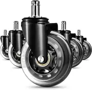 [EDIMENS] Office Chair Caster Wheels Replacement Rubber Chair Casters Set of 5 Heavy-Duty Office Chair Casters Wheels for All Floors,10mmx22mm Universal Size Chair Castors for Office Home Gaming Chairs