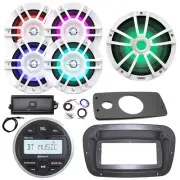 JBL Marine Radio, Spa Bezel,Adapter,ANT,Amp,Kit, 4x 6.5" White LED Speaker + Sub