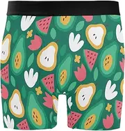 [ZZXXB] Pear and Watermelon Mens Boxer Briefs Stretch Breathable Underwear Fly Front with Pouch S-XXL