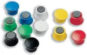 Nobo Magnetic Drawing Pins, Pack of 12, Assorted Colours, 18 mm, 1901102