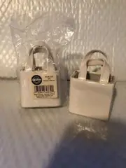 Wilton White Patent Leather Favor Mini Tote Bag Wedding Baby Shower