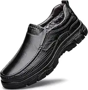 [ZASDKE] Men's Shoes Classic Loafers Slippers Casual Shoes Business Casual Leather Shoes, Black 9067 1, 39.5 EU