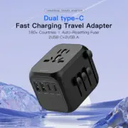Universal Travel Adapter 2 USB Type C Charger Worldwide Multi Plug UK EU AU US