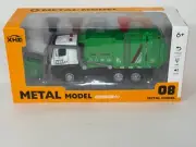 Metal Model Garbage Trash Truck Die Cast Cab w/Lights Sound Dumpster Cans Bins