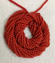 16"INCHES 100%!! Natural Italian Coral...Micro Smooth Round Beads...AAA quality.