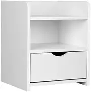 Artiss Bedside Table with Drawers and Layer, White Side Tables Storage Small Narrow Desk Chest of Drawer Tallboy Lamp Nightstand Cabinet Shelf, Bedroom Living Room Home Furniture
