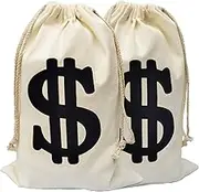 Eylola 2pack Money Bags money bag costume money bag props money bags decor for party11.8 x 15.7 Inches Money Bag Dollar Sign Carrying Sack for Bank Robber Pirate Cowboy Cosplay Theme Party,