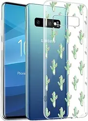 Samsung Galaxy S10e Case Clear Soft TPU Green Catus Case Scratch Resistant Shockproof UV Printing Pattern for Samsung Galaxy S10e