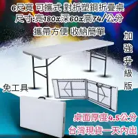 在飛比找Yahoo!奇摩拍賣優惠-2×6尺(60X180cm)對疊塑鋼折疊桌-電腦桌-書桌-工