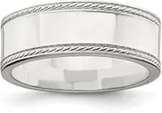 [JewelryWeb] 925 Sterling Silver Solid Polished Engravable 6.5 mm Design Edge Band Ring Jewelry Gifts for Women - Ring Size Options Range: J to X