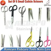 Small Nail Cutting Manicure Pedicure Cuticle Scissors Arrow Point Jaws Nose 6pcs