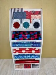 MINIATURE DOLLHOUSE 1:12 SCALE GIFT WRAP DISPLAY STAND RED & BLUE - S129A