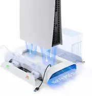 Cooling Station for PS5 Console, Vertical Stand with RGB, 3-Level Cooling Fan