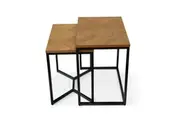 6IXTY Toulouse French Marquetry Set Of 2 Nesting Side Table - Oak