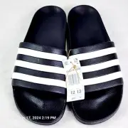 Adidas Adilette Aqua Slides Men's 12 Black White New In Box Sandals F35543