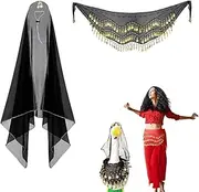 [Generic] Porch Geese Outfits | Belly Dance Veil Cement Duck Outfit with Sequin Scarf,Funny Spring Animal Statue Dress Up Accessories for 23insh 17inch Garden Figurine