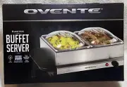 NEW Ovente Electric Food Buffet Server, 2 Warming Pans Portable Stainless Steel