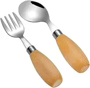 BATHVEVE Baby Learning Utensil Set Toddler Fork and Spoon Baby Cutlery Curved Forks for Training Comfortable to Hold Boys and Girls Dinnerware