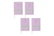4x Spirax Platinum Inspo A5 70gsm Ruled Paper Linen-Look Journal 160 Page Pink