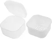 minkissy Portable Nail Art Tool Cleaner Box Plastic Soak Tray for Manicure Tools Reusable Cleaning Case Detachable Tray White Soaking Box for Nail Tools
