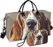 [ZRYSMY] Duffel Bag for Traveling, Closeup Portrait Basset Hound Travel Bag Gym Bag, with Multiple Interior Pockets Shoulder Weekender Bag for Women Men with Toiletry Bag 20.5L x 1.9W x 13.8H