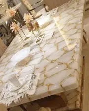 White Agate Stone Dining Table Handmade Furniture Console Bar Counter Desk Decor