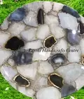 15" Unique Agate Stone Round Coffee Table Elegant Bed Side Sofa Table Home Decor