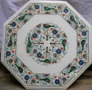 Marble Coffee Table Top Beautiful Art Inlay Work Patio Corner Table for Outside