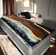 30"x72" Epoxy Resin Kitchen Slab Console Bar Counter Top Table Modern Home Decor