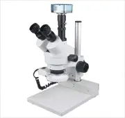 165mm Zoom Stereo Trinocular Microscope w 3Mp Camera Measurement & Circular LED