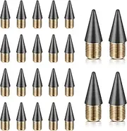 Gersoniel 24 Pcs Infinite Pencil Replaceable Refill, Inkless Pencil Replaceable Graphite Nib, Graphite Nib Metal Inkless, Everlasting Pencils Replacement Head for Writing Drawing Supplies