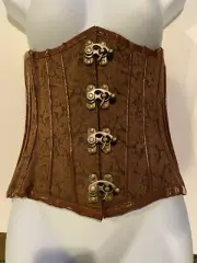 NWT Steampunk Corset size 18” Brown Brocade /PVC trim