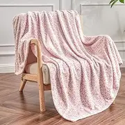 Edenleaf Leopard Print Blanket Fleece Throw for Bed Sofa Travel and Camping, Super Soft Cozy Fluffy Plush Cheetah Print Blanket for All Seasons 50"x60" (Light Pink)