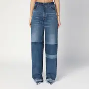 [GUCCI] Two-tone wide-leg jeans with stone-washed treatment 25 Blue