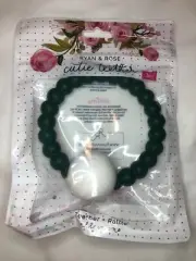 Ryan and Rose Silicone Cutie 2-in-1 Teether And Rattle, Evergreen Retired Color