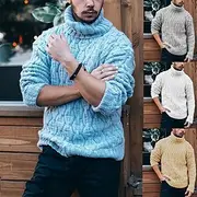 Men's Pullover Sweater Jumper Knit Sweater Mens Turtle Neck Jumper Ribbed Cable Knit Regular Knitted Plain Turtleneck Fashion Basic Daily Wear Date Clothing Ap