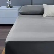 400TC Cotton Percale King Single Combo Set 50cm Wall (Grey, Taupe)