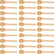 30pcs Tiny Wooden Spoons Mini Wooden Table Scoops Kitchen Utensils Set Teaspoon with Unique Design for Sauces, Salt, Sugar, Spices, Dips, and More