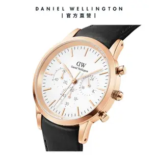 【Daniel Wellington】DW 手錶 Iconic Chronograph 42ｍｍ冰川白三眼皮革錶白錶盤(DW00100646)