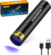 UV Black Light Flashlight Mini 365Nm - Rechargeable USB Strong Ultraviolet LED F