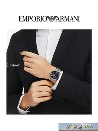 在飛比找Yahoo!奇摩拍賣優惠-商務手錶 Armani阿瑪尼手表男士大表盤商務簡約鋼帶藍色石