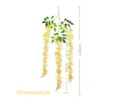 White Wisteria Artificial Flower Garland Hanging Vines Artificial Plant Fake Wisteria Silk Flowers String for Wedding Home Decor - Champange