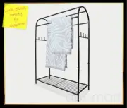 Black Arch Towel Rail Free Standing Rack Bathroom Hanger Drier Storage Shelf NEW