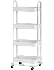 [Artiss] Storage Trolley Kitchen Cart 4 Tiers in White