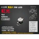 EHE】5H1RN大功率5W雙晶片 620NM紅光LED【不含鋁基板】。高效率發光晶片，適合製作警示燈/煞車燈尾燈等應用