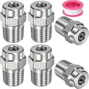 uxcell 6 Pack Surface Clean Tips - 15 Degree 1/4" NPT Male Pressure Washer Nozzles Cleaner Nozzle Replacement, Stainless Steel with Sealing Tape, Apply to Water Guns (1.382mm Orifice)