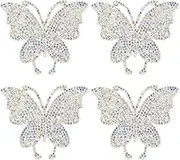 5pcs Rhinestone Butterfly Patches, Sew on/Iron on Beaded Butterflies Appliques, Sparkly Clothing Repair Patch for Dress Skirt Jean Jacket Pant Sweater Hat Shoes Bag DIY Craft