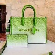 Michael Kors Mirella Lady Medium Tote Bag Crossbody Handbag Purse / Wallet Green