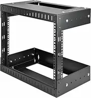 StarTech.com 8U Open Frame Wall Mount Equipment Rack - Adjustable Depth RK812WALLOA (Black)