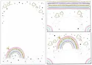 Writing Paper Set Letter Pad with Envelope for Girls Children Rainbow Animals Children's Motif Letter Paper Pad Lined (A5 Pad with 25 Sheets + 15 Envelopes)